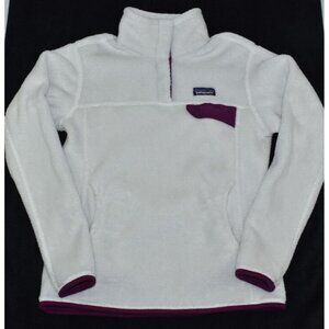Patagonia Re-Tool Snap-T Women’s Jacket Size M White/Purple Pullover Fleece